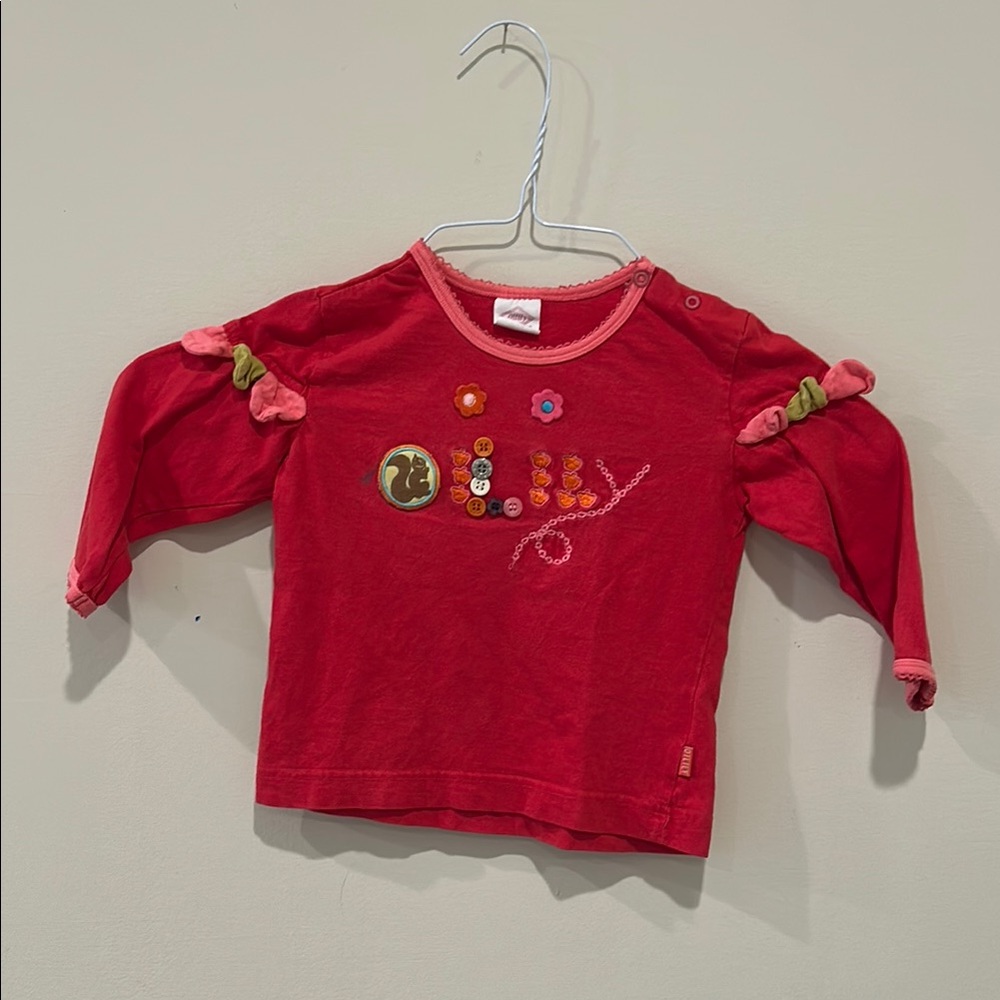Oilily Long-Sleeve Logo Spell-out Red Shirt button Embellishments girls Sz 86 - Picture 12 of 12